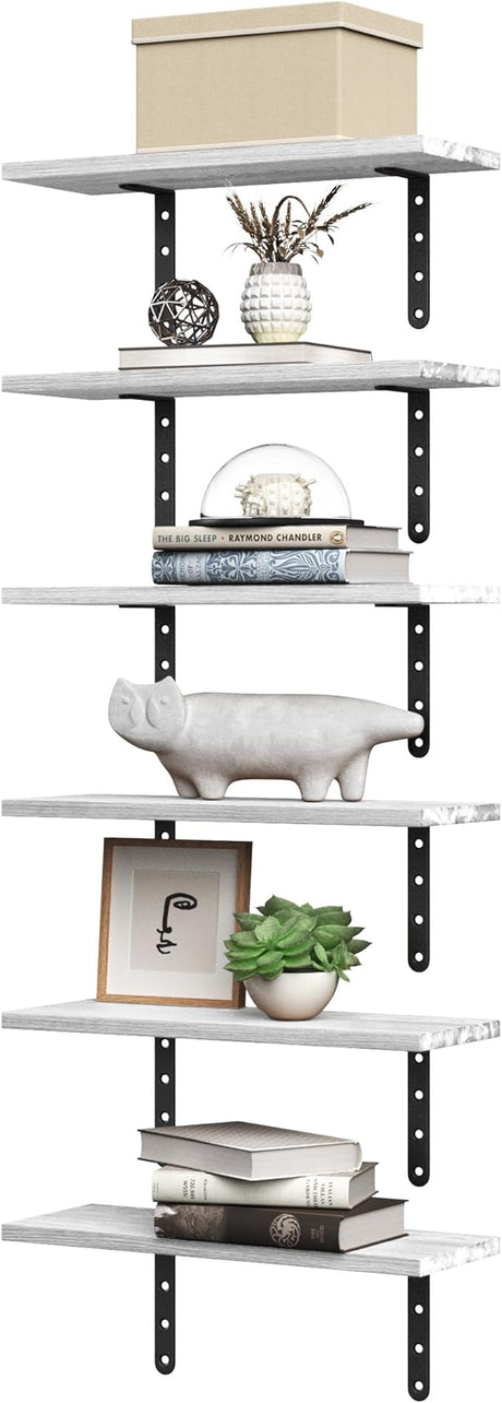 Floating Shelves - Set of 6 Shelves for Living Room, Kitchen, Bedroom