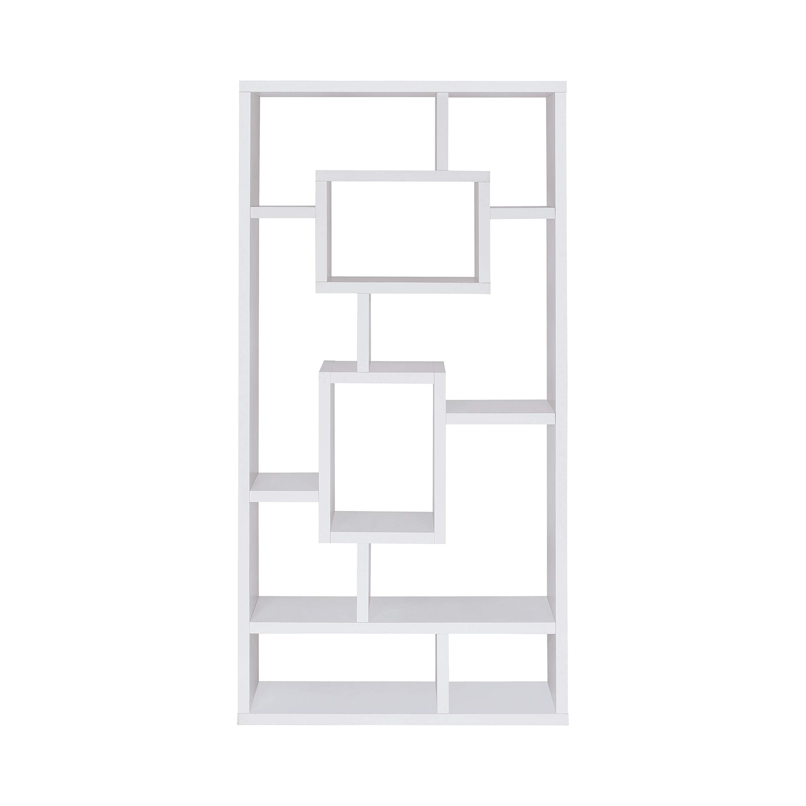 CO- 10-Shelf Rectangular Bookcase, White, 11.5" D x 35.5" W x 70.75" H (800157)