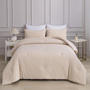 Beige Jacquard Comforter Set King Size - 3 Piece Bohemian Bedding