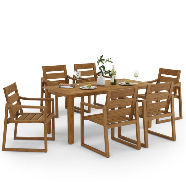 HDPS Outdoor Patio Dining Set, 7-Piece, All Weather Outdoor Table and Chairs