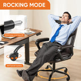 Office Chair, Leather Computer Gaming Chair with Armrests, Adjustable Swivel Rolling Desk