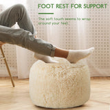 Round Stuffed Pouf Ottoman, Long Faux Fur Poufs with Foam Chunk Filling