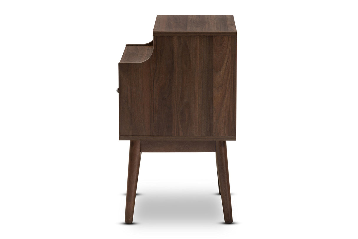 Studio Sharon Mid-Century Modern Walnut Brown Finished Nightstand