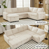 Modular Sectional Sofa with Pull Out Couch Bed, Convertible U Shaped Sofa