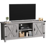 Modern Farmhouse TV Stand with Two Barn Doors and Storage Cabinets for Televisions