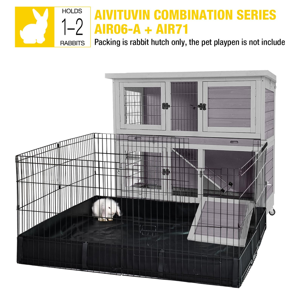 Rabbit Hutch Folding Bunny House Quickly Assemble Two Story Guinea Pig Cage