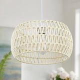 Rattan Pendant Light Fixture Boho Hanging Light Woven Rattan Ceiling Light Adjustable