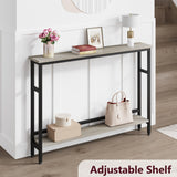 5.9" Narrow Sofa Table, 2 Tier Skinny Console Table with Adjustable Shelf,