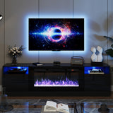 Fireplace TV Stand with 36" Electric Fireplace, LED Light Entertainment Center, Modern