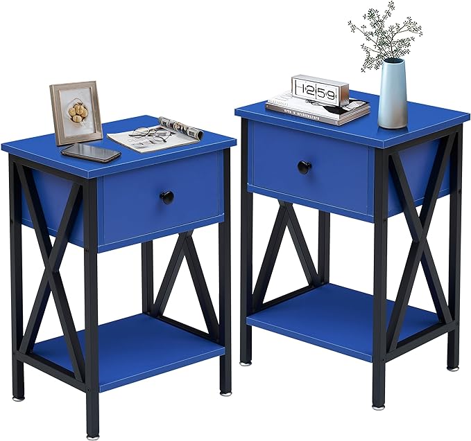 Nightstands Set of 2, Modern Bedside End Tables, Night Stands