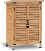 Outdoor Storage Cabinet, Small Storage Shed with Removable Shelf, Wood Garden Shed
