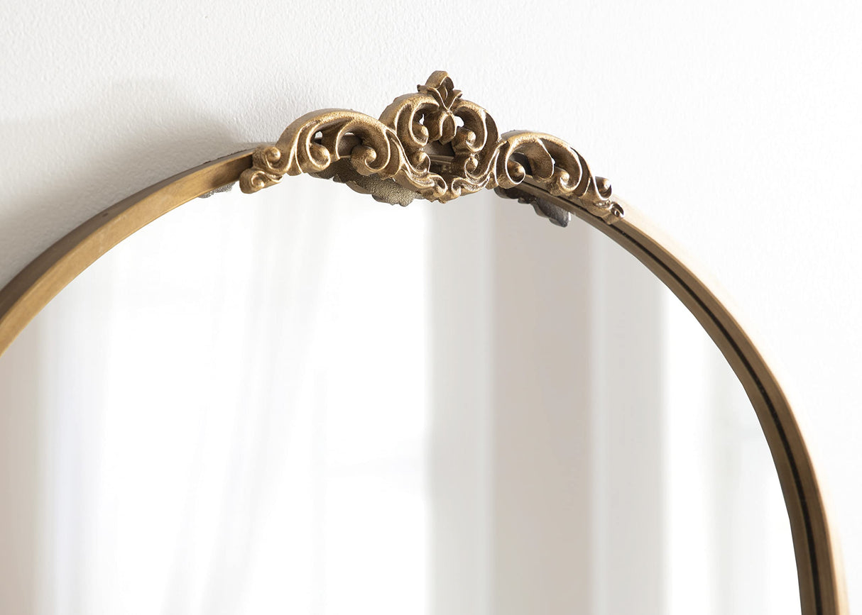 Myrcelle Traditional Arched Mirror, 25 x 33, Gold, Decorative Large Arch Mirror with Ornate Garland Detailing Along The Crown and Edges of The Frame