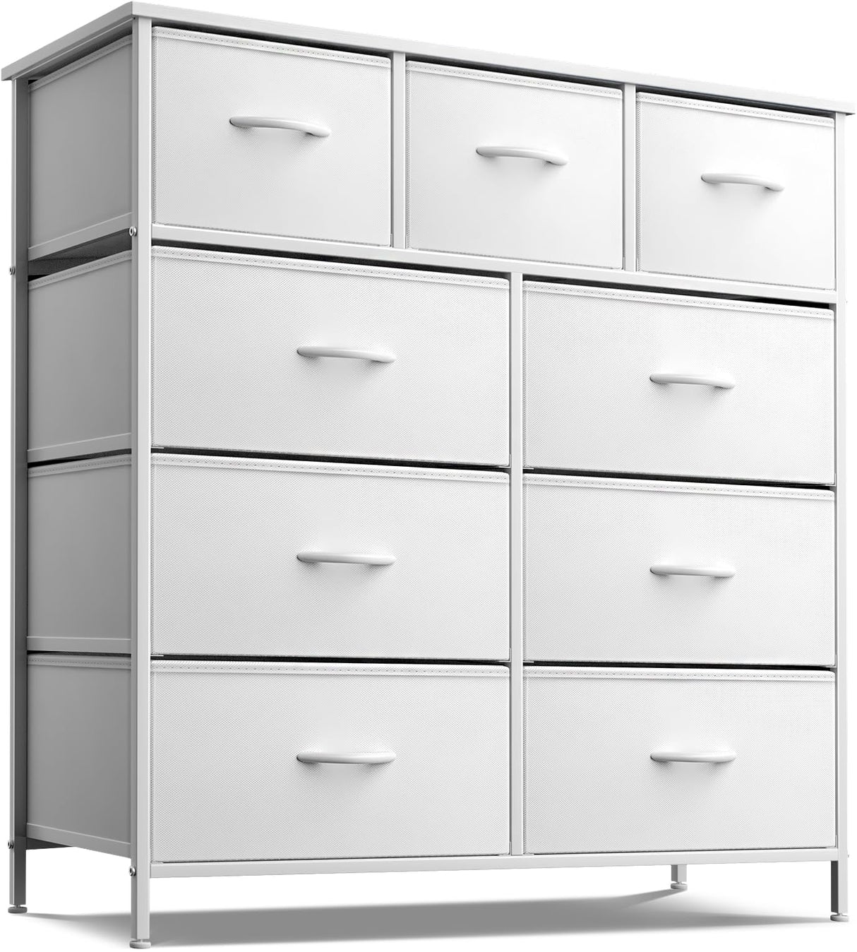 Bedroom Dresser with 9 Drawers - Closet Organizer with Steel Frame Wood Top & Easy