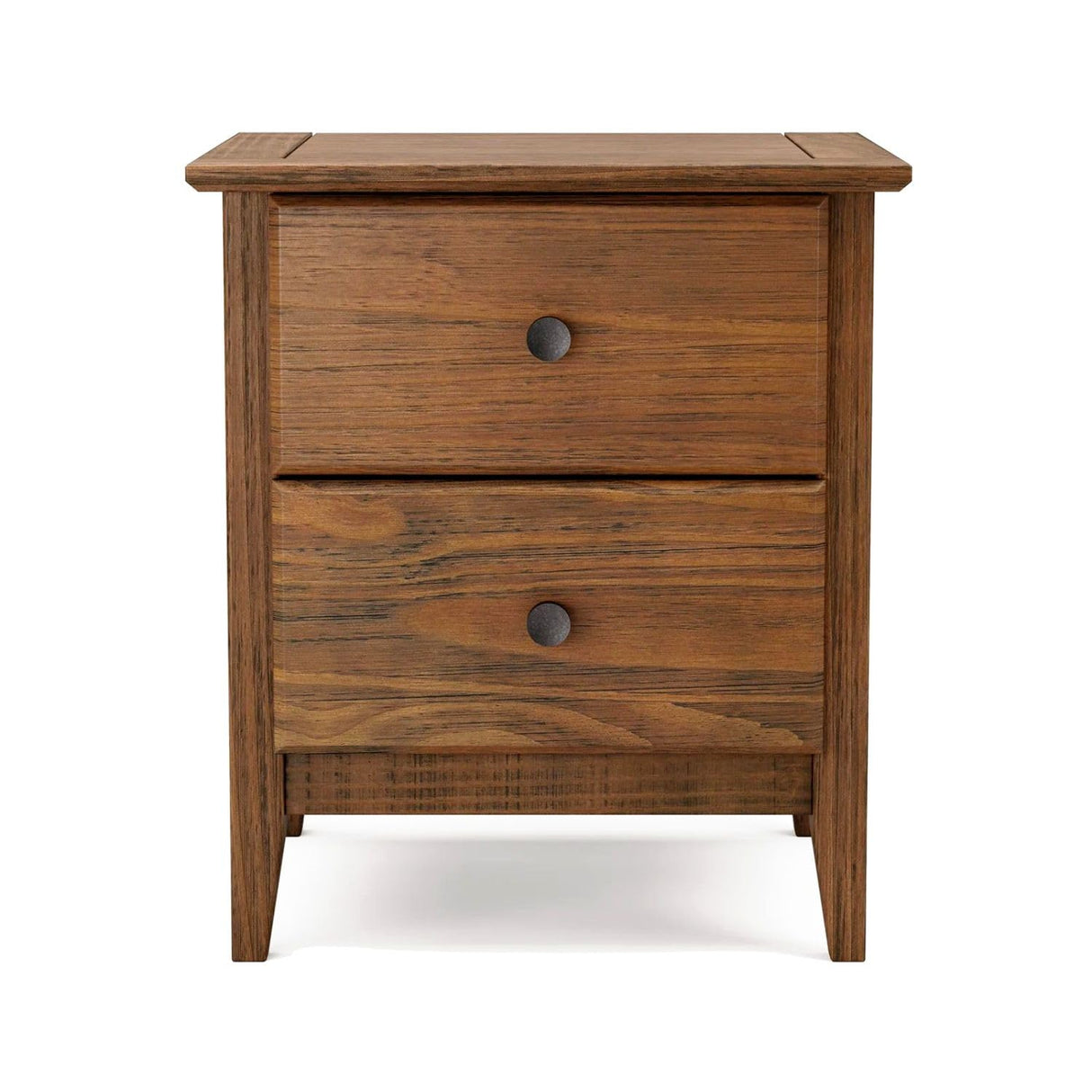 Nightstand Provides Charming Style & Contemporary Function. 2 Drawer Bed Organizer Offers Spacious Storage Compartments for Your Bedroom. Walnut Brown Solid Wood Creates Timeless Feel