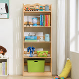 Bookcase with Open Shelves, Solid Wood Storage Organizer Book Shelf Cabinet Display