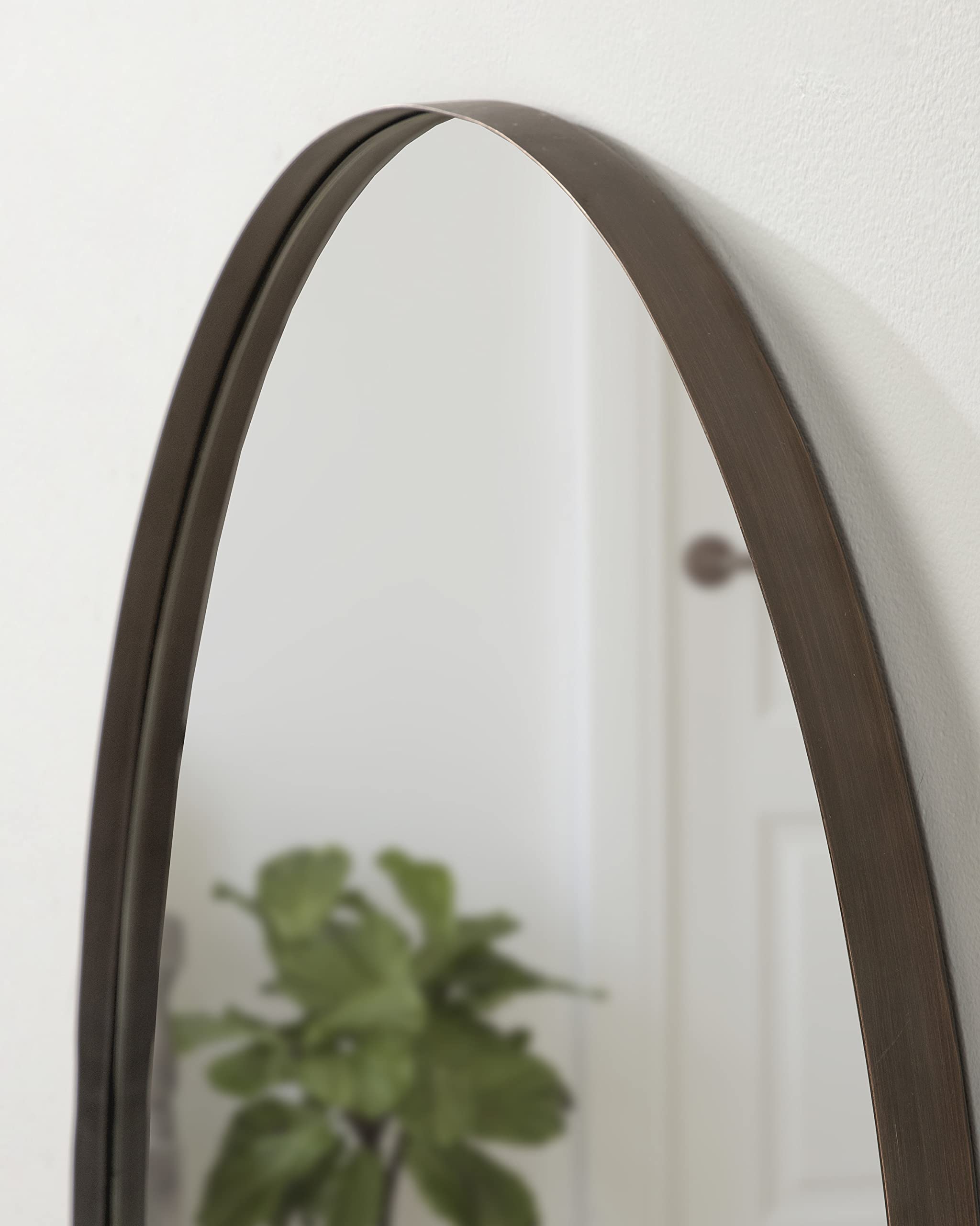 Rollo Midcentury Oval Mirror, 20 x 30, Bronze, Decorative Modern Mirror Decor for Wall