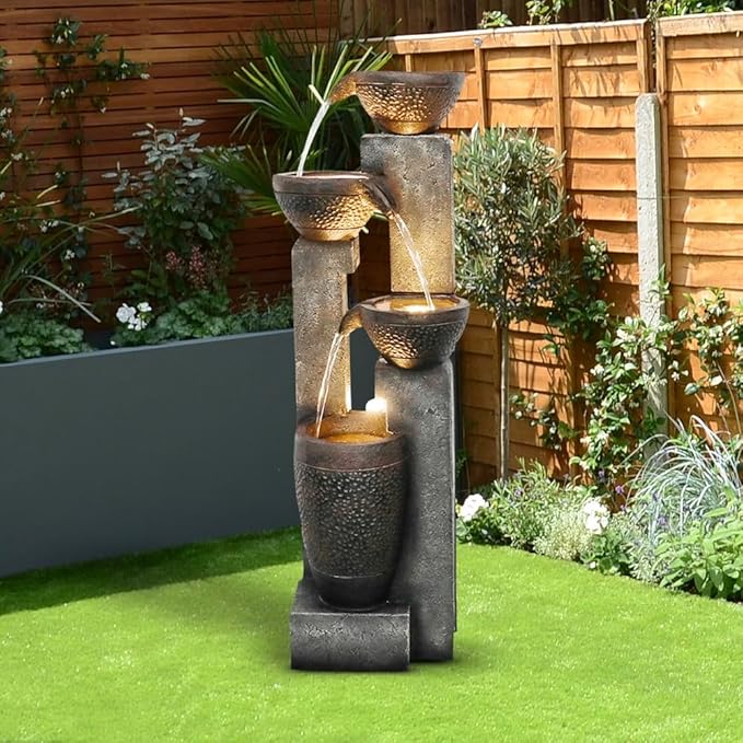 Outdoor Garden Water Fountain-Indoor Polyresin Waterfall Floor-Standing Fountains