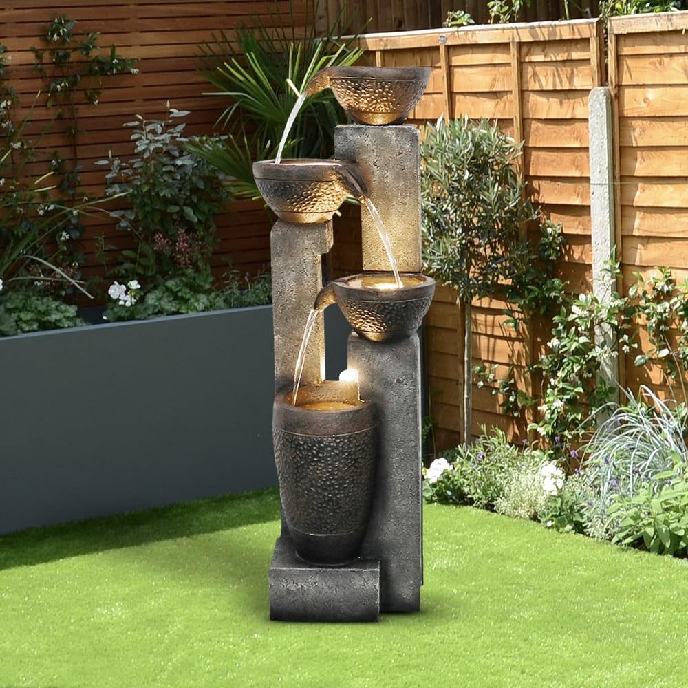 Outdoor Garden Water Fountain-Indoor Polyresin Waterfall Floor-Standing Fountains