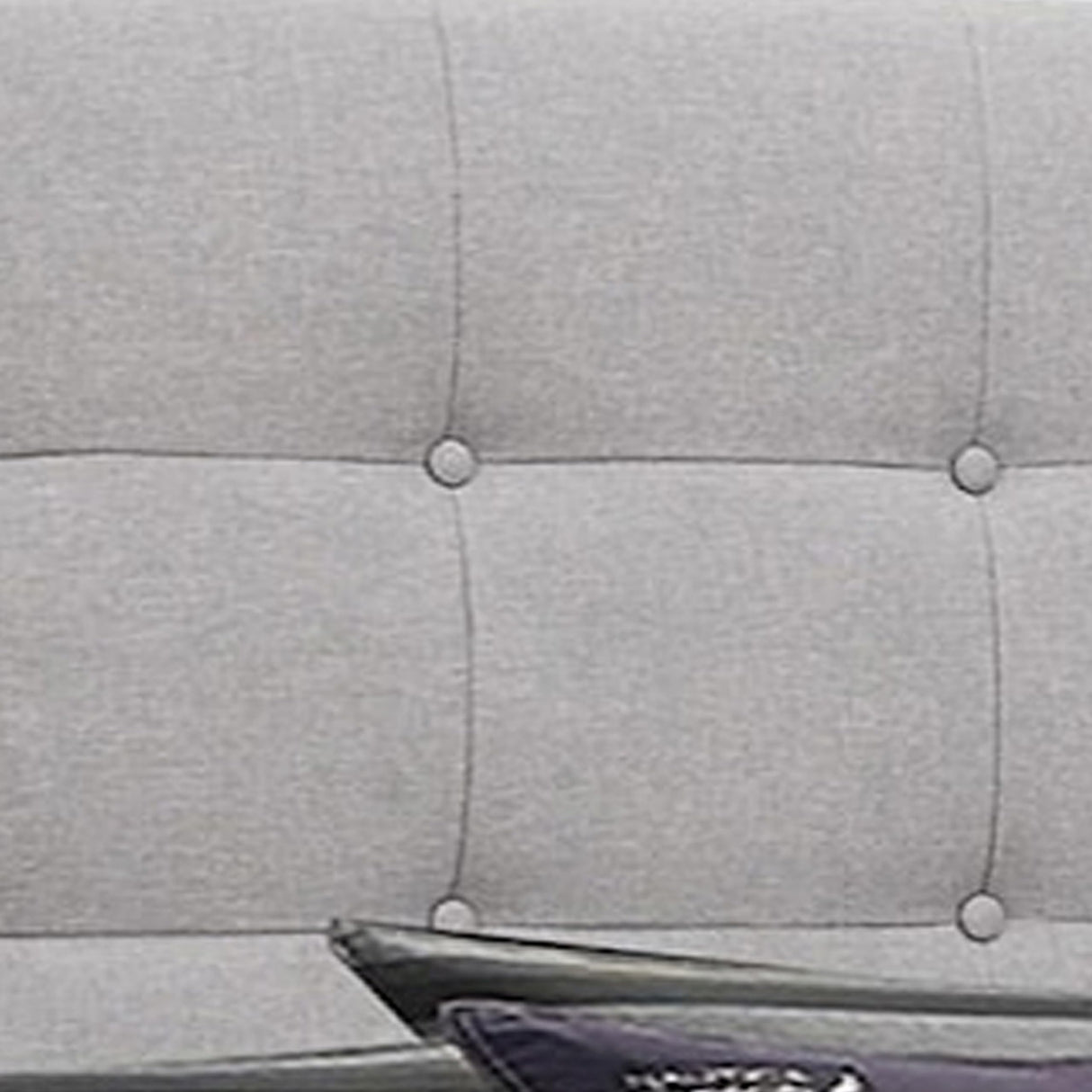 California King Size Bed, Light Button Tufted Upholstery, Gray and Black