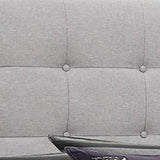 California King Size Bed, Light Button Tufted Upholstery, Gray and Black
