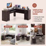 L-Shaped Office Desk with Storage Drawers & Keyboard Tray, Home Office Corner