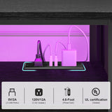 Industrial Metal TV Stand with RGB LED Lights & Power Outlets