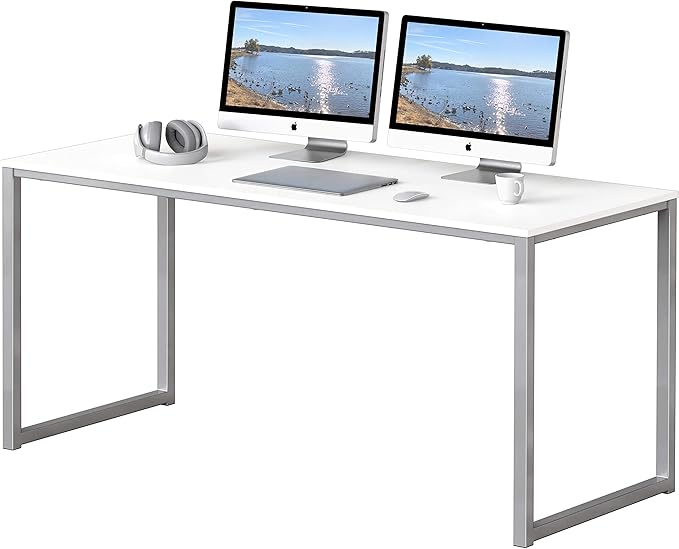 Home Office 55-Inch Large L Shaped Corner Desk, 24" Deep, White