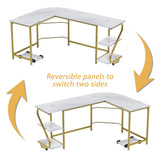 Reversible l Shaped Computer Desk with Storage Home Gaming Office Writing