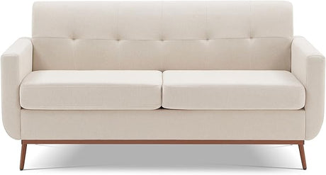 65" Loveseat Sofa, Mid Century Modern Love Seat Couches for Living Room, Comfy Upholstered Sofa Couch for Bedroom(Linen-Grey)