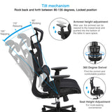 Office Computer Desk Chair, Ergonomic Desk Chair Mesh Computer Chair with Wheels,