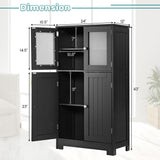 Bathroom Storage Cabinet, Wooden Linen Storage Organizer Cupboard with Doors