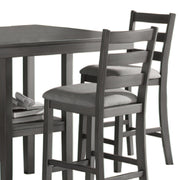 Height Dining Set, Table and 4 Chairs, Padded Seats, Gray