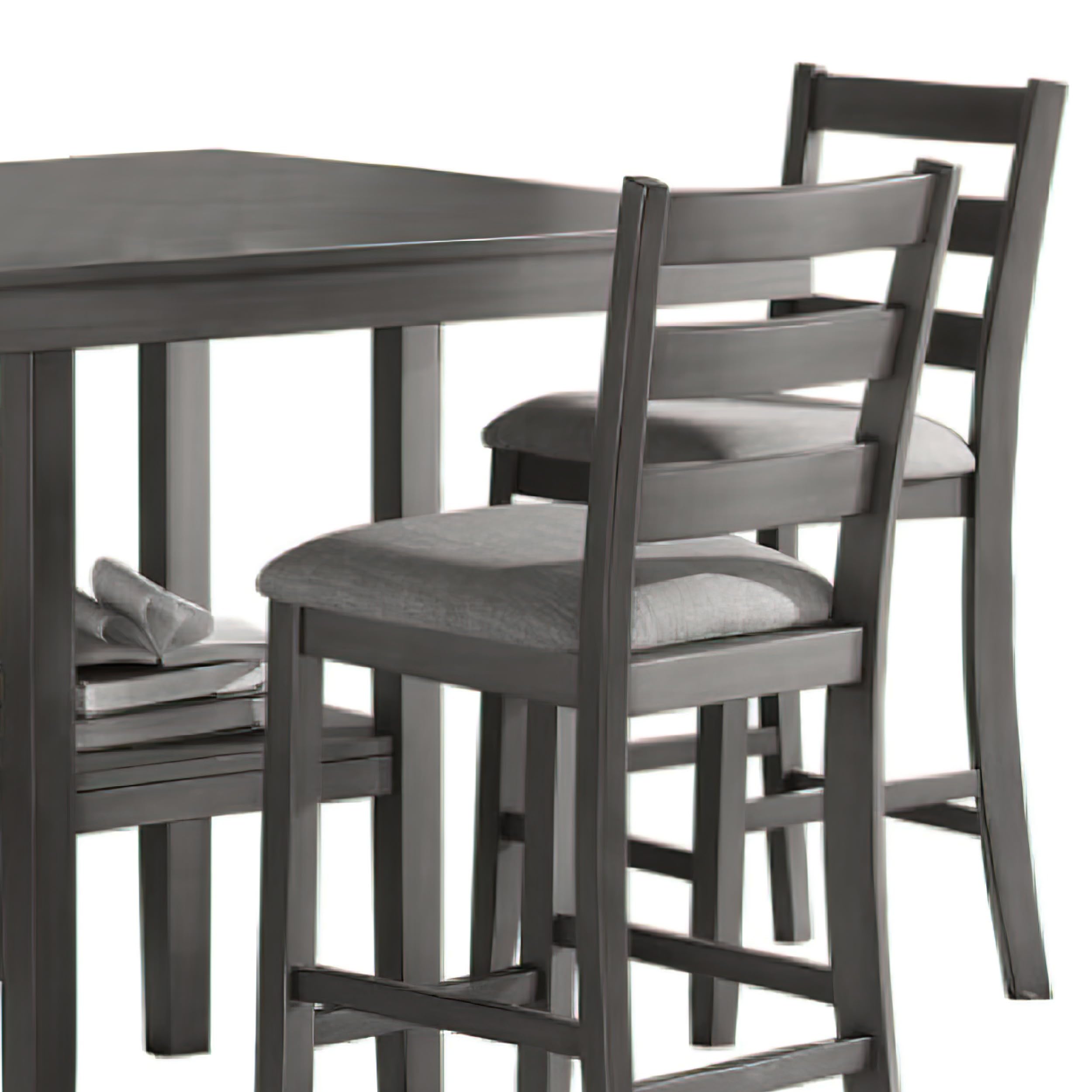 Height Dining Set, Table and 4 Chairs, Padded Seats, Gray