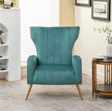 Armchair Modern Velvet Accent Chair, Channel Tufted Bedroom, Office or Living Room