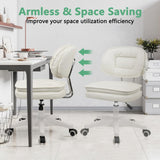 Small Rolling Stool with Backrest - Adjustable Height Vanity Chair