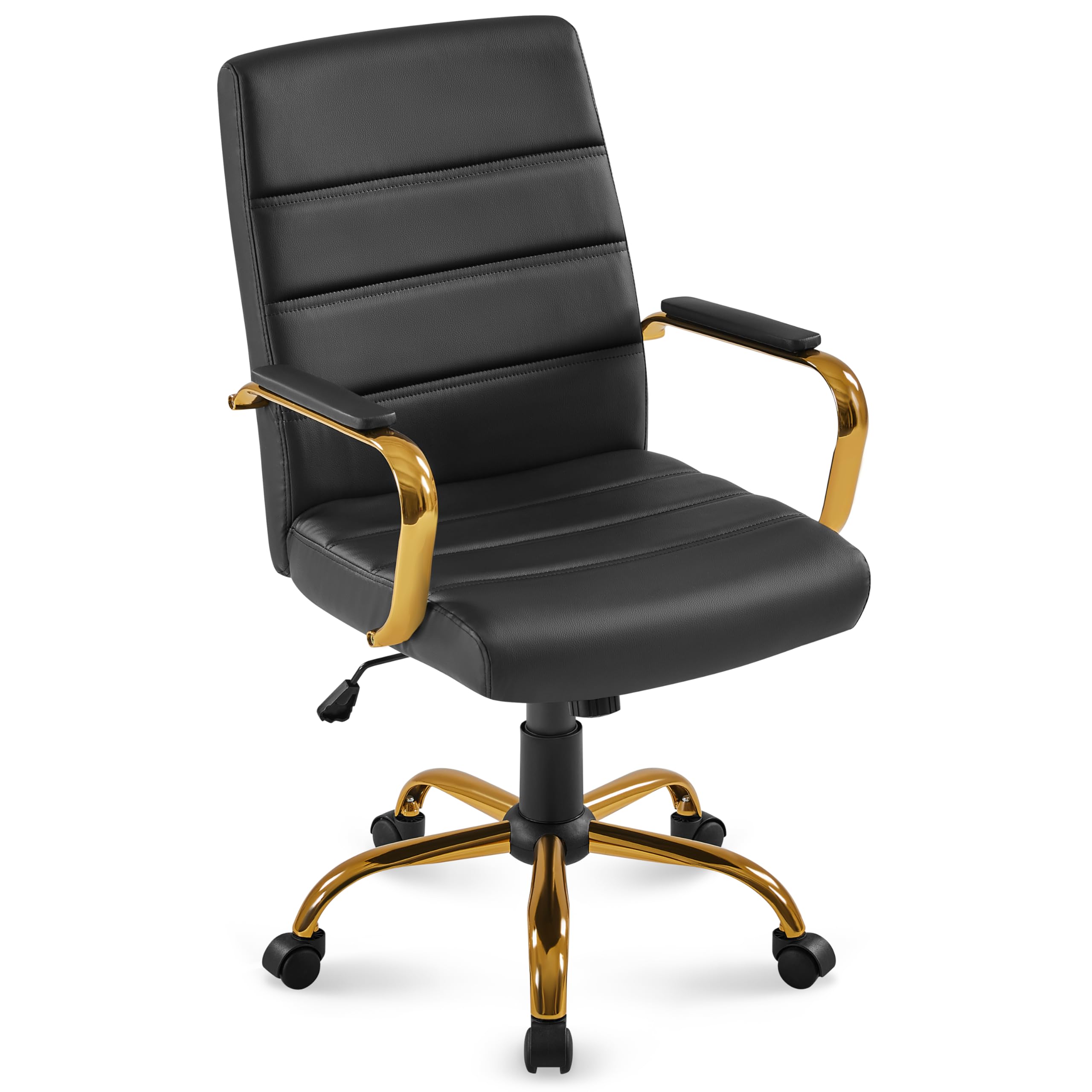 Mid-Back PU Leather Office Chair with Lumbar Support