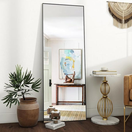 Oversized Full Length Mirror, 76" x 34" Floor Mirror with Stand, Aluminum Alloy