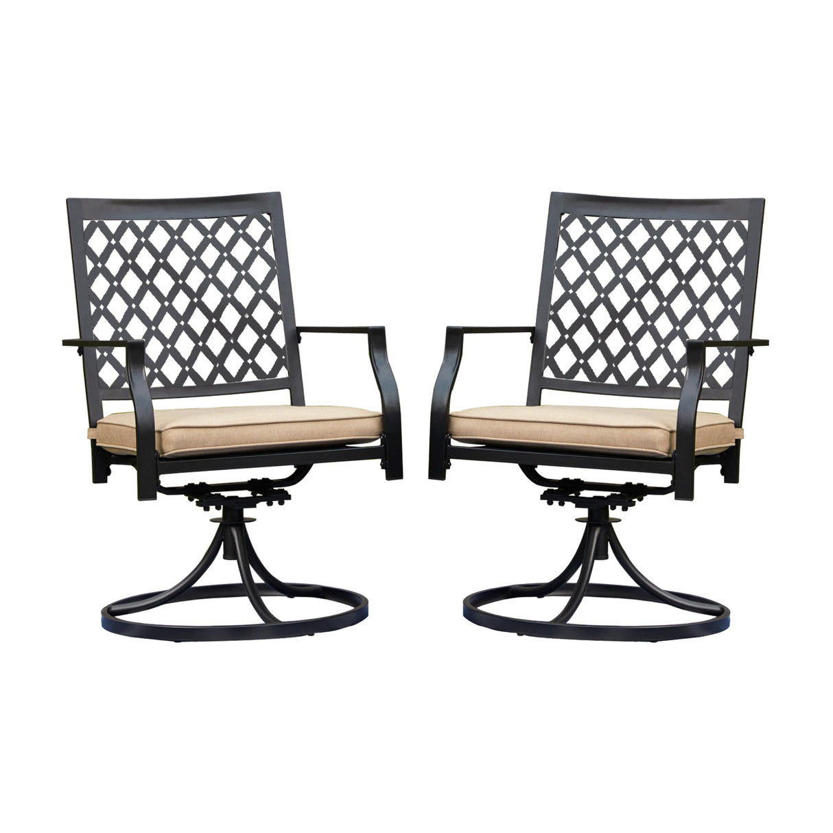 Patio Swivel Rocker Furniture Metal Outdoor Dining Chairs with Cushion Set