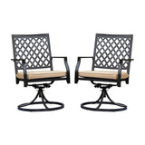 Patio Swivel Rocker Furniture Metal Outdoor Dining Chairs with Cushion Set