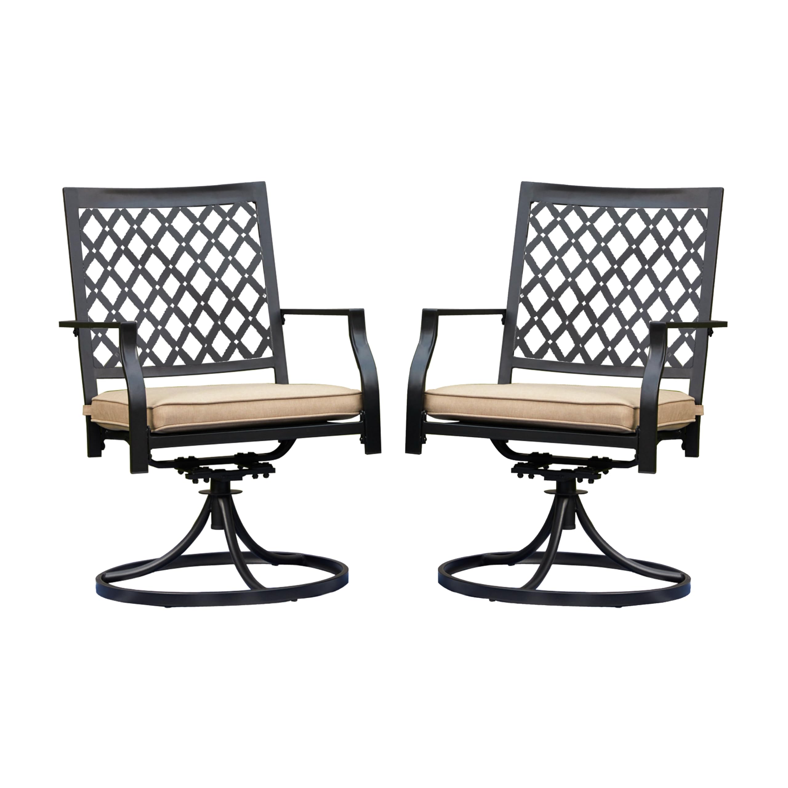 Patio Swivel Rocker Furniture Metal Outdoor Dining Chairs with Cushion Set