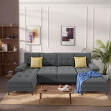 Sectional Couches for Living Room, U-Shaped Sofa Couch with Linen Fabric