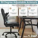 Ergonomic Leather Office Chair with Flip-Up Armrests