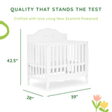 Rose 4-in-1 Convertible Mini Crib in White, JPMA Certified Baby Crib, Non-Toxic Finish,