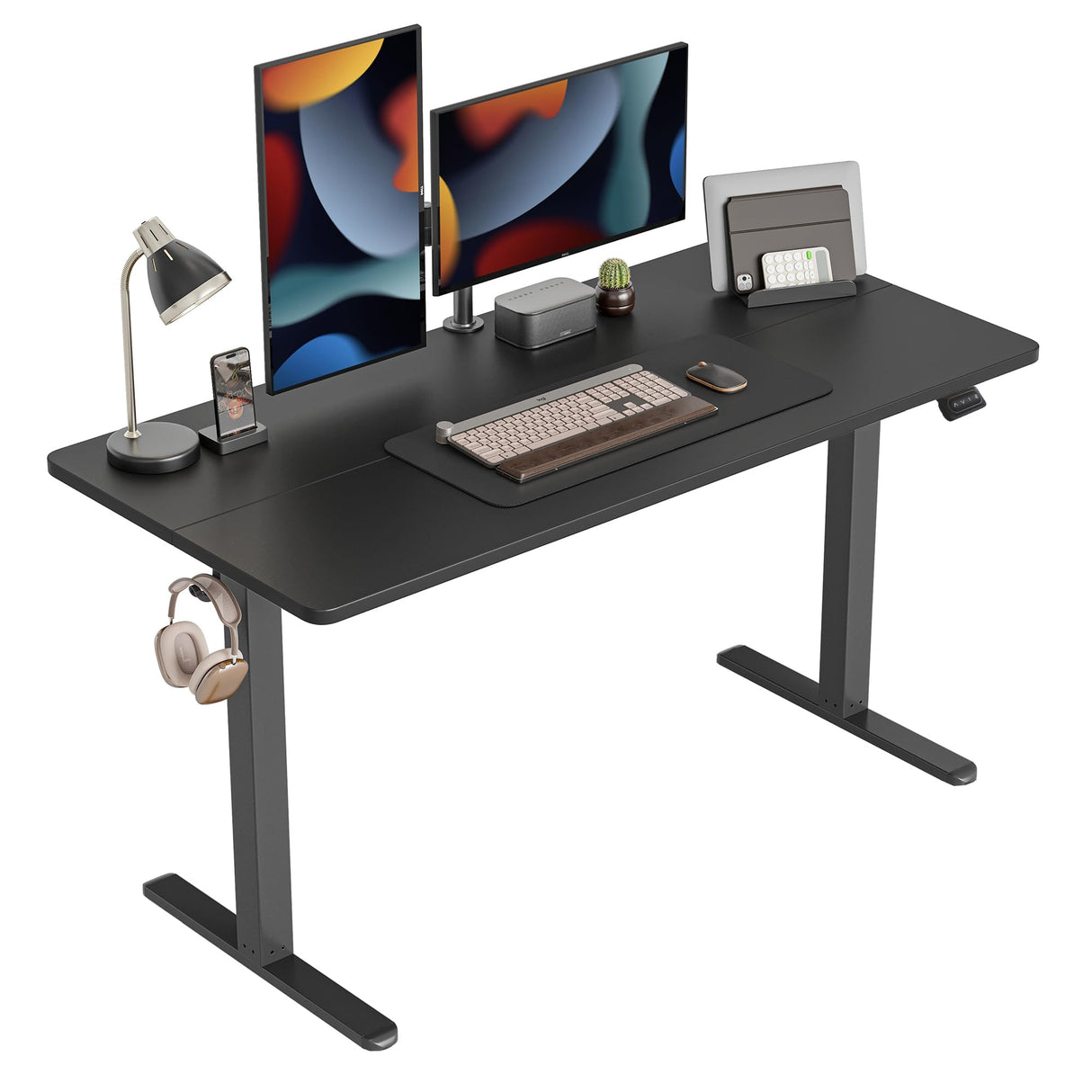 Electric Standing Desk, 55 x 24 Inches Height Adjustable Sit Stand Desk, Ergonomic Home