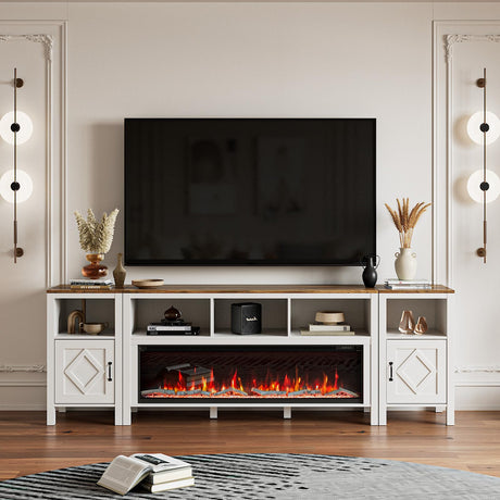 Fireplace TV Stand for TVs Up to 110 Inch,Farmhouse Entertainment Center