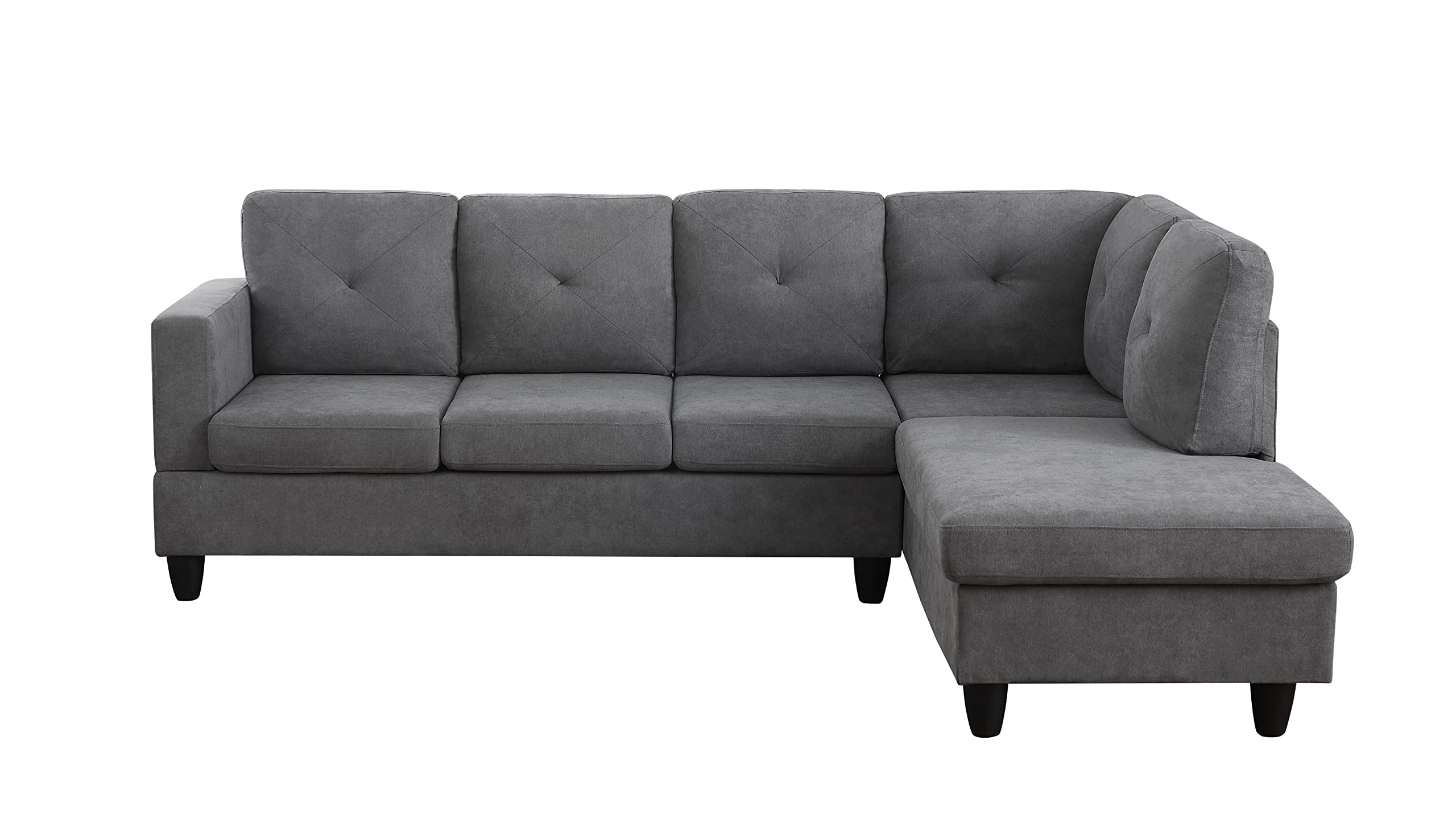 Ivan Dark Gray Woven Sectional Sofa with Right Facing Chaise