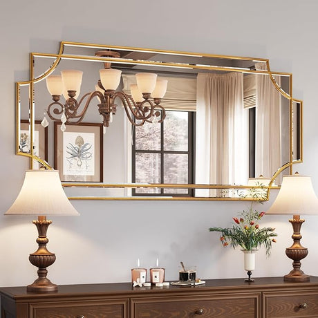 32"x48" Large Gold Mirror for Wall, Modern Decorative Mirror Rectangle Mirror Wall Vanity