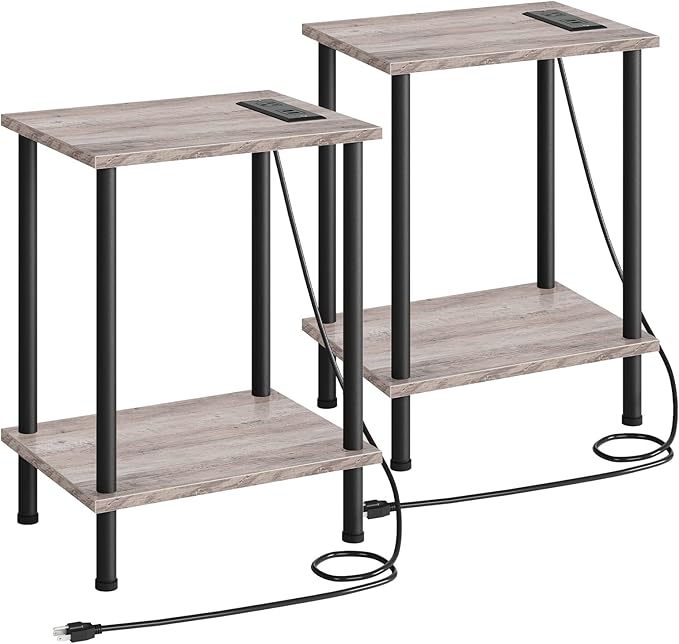 Nightstand with 2-Layer Storage Shelves