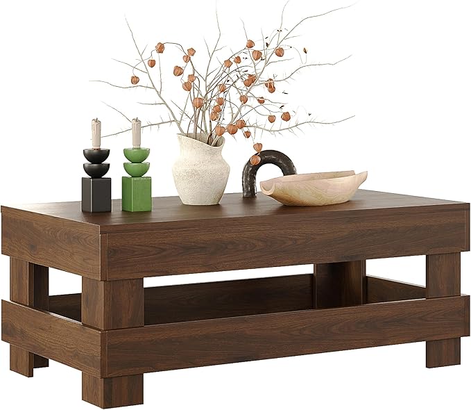 Convertible Entertaining Coffee Table - Coffee Table with 2 Removable Trays