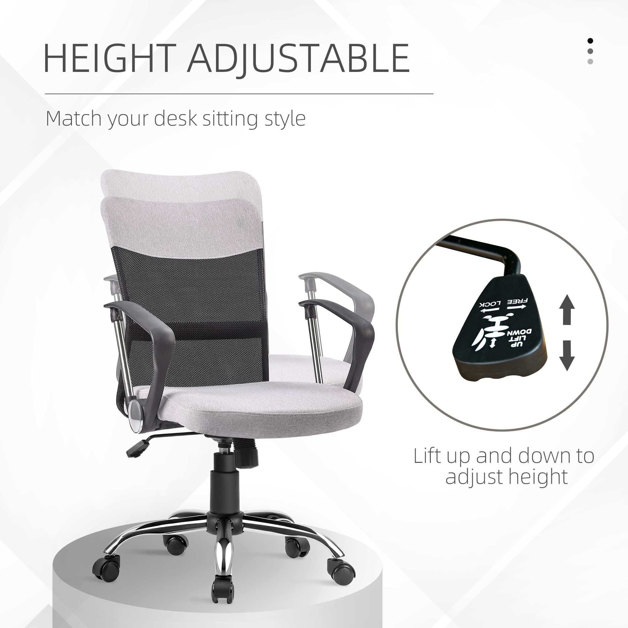 Mid Back Ergonomic Desk Chair Swivel Mesh Fabric Computer Office Chair with Backrest